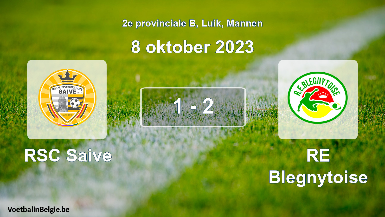 Gespeelde wedstrijd mannenvoetbal: RSC Saive - RE Blegnytoise 1 - 2 (8 oktober 2023)
