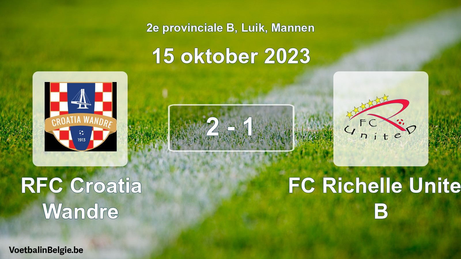 Gespeelde wedstrijd mannenvoetbal: RFC Croatia Wandre - FC Richelle United B 2 - 1 (15 oktober 2023)
