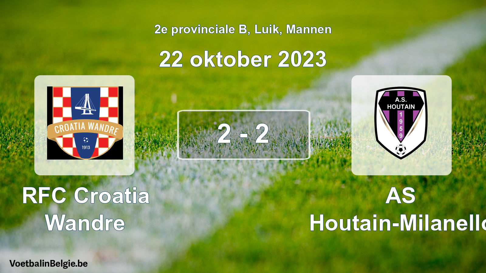 Gespeelde wedstrijd mannenvoetbal: RFC Croatia Wandre - AS Houtain-Milanello 2 - 2 (22 oktober 2023)