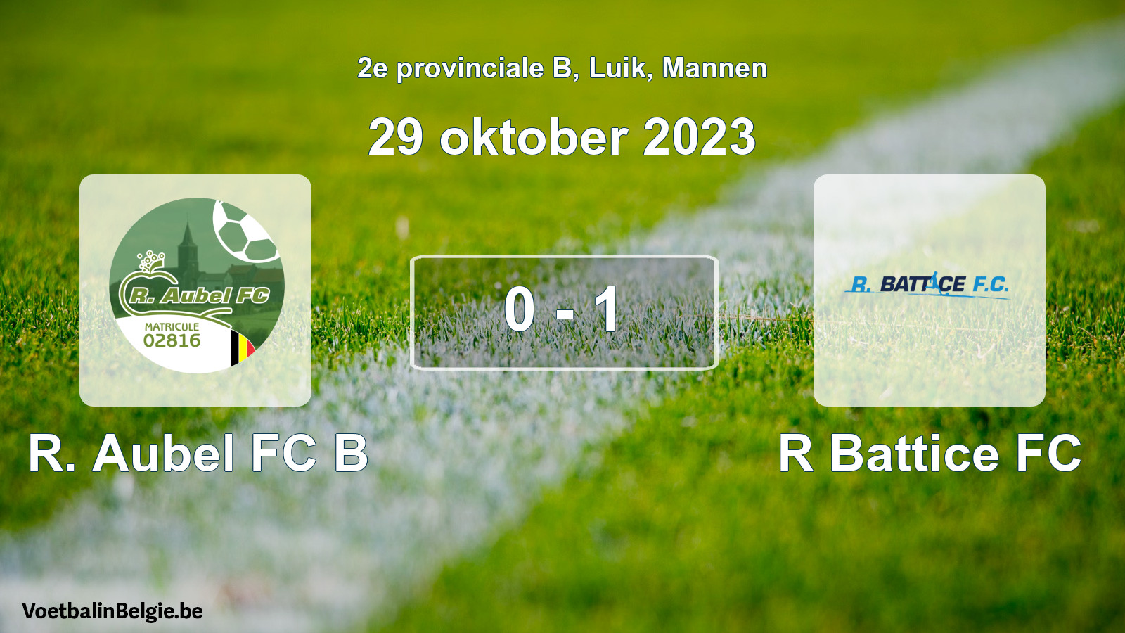 Gespeelde wedstrijd mannenvoetbal: R. Aubel FC B - R Battice FC 0 - 1 (29 oktober 2023)