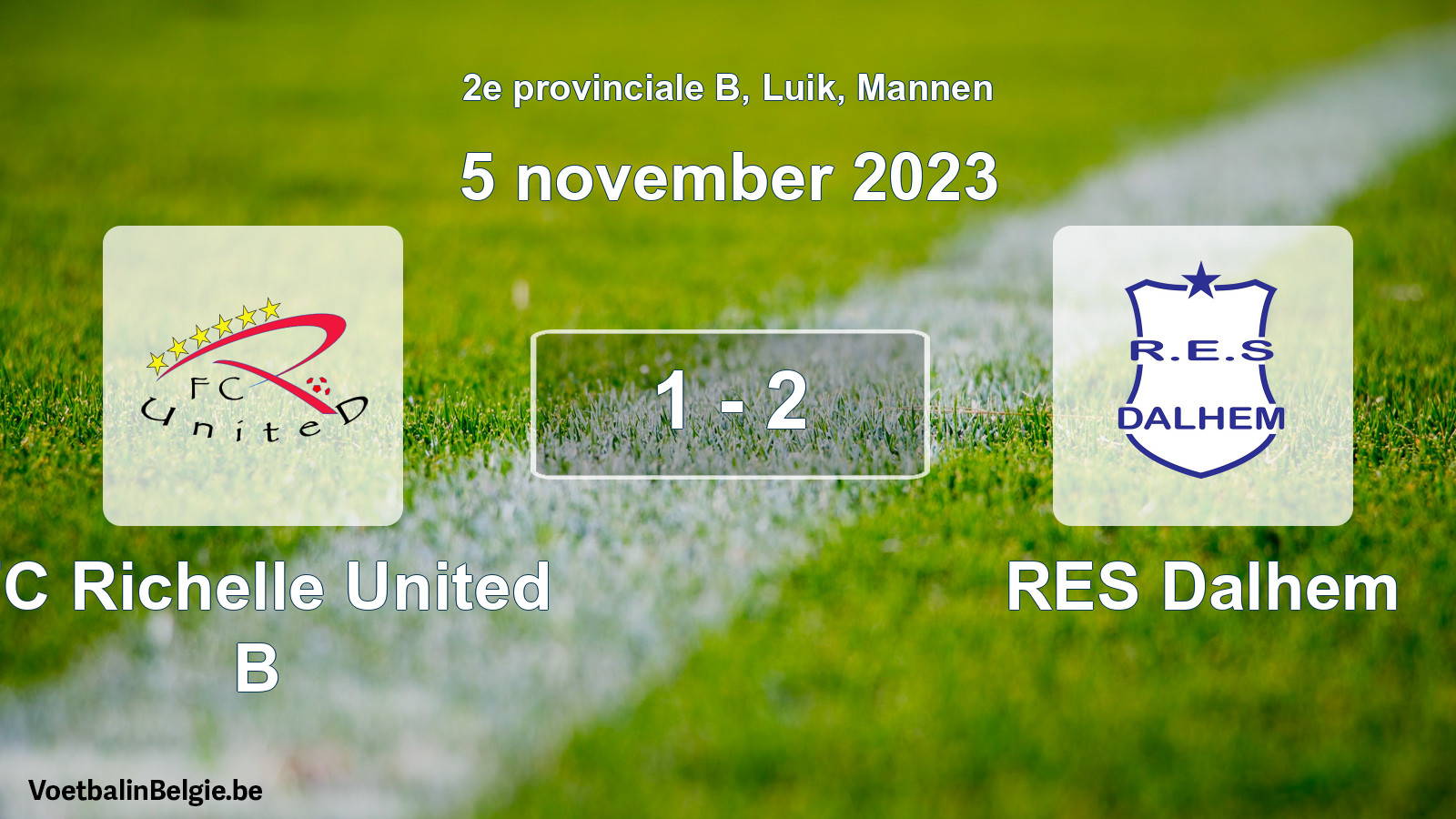 Gespeelde wedstrijd mannenvoetbal: FC Richelle United B - RES Dalhem 1 - 2 (5 november 2023)