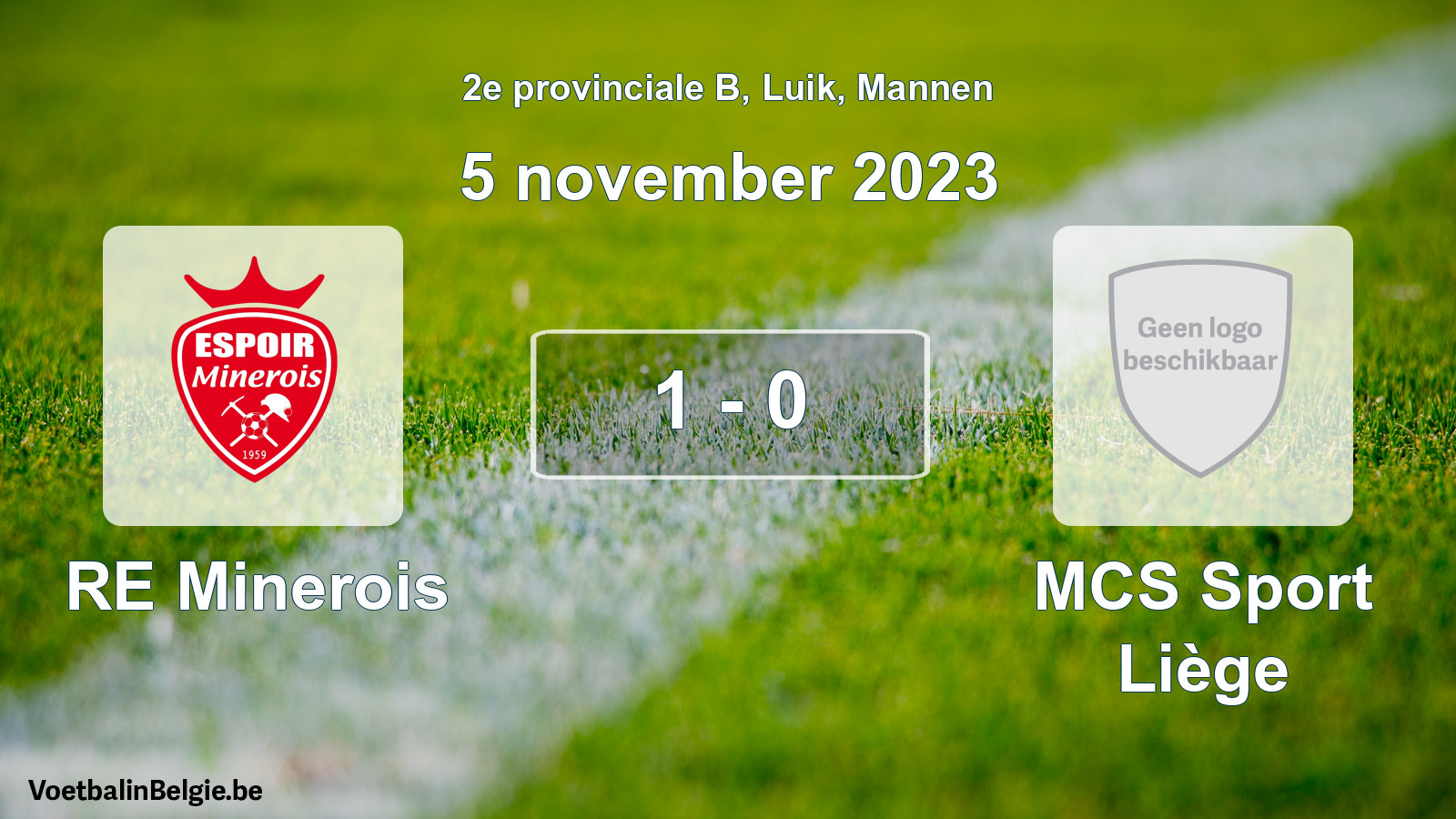 Gespeelde wedstrijd mannenvoetbal: RE Minerois - MCS Sport Liège 1 - 0 (5 november 2023)