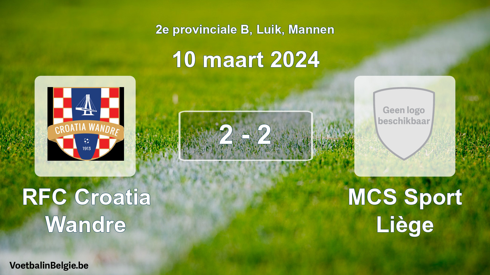 Gespeelde wedstrijd mannenvoetbal: RFC Croatia Wandre - MCS Sport Liège 2 - 2 (10 maart 2024)