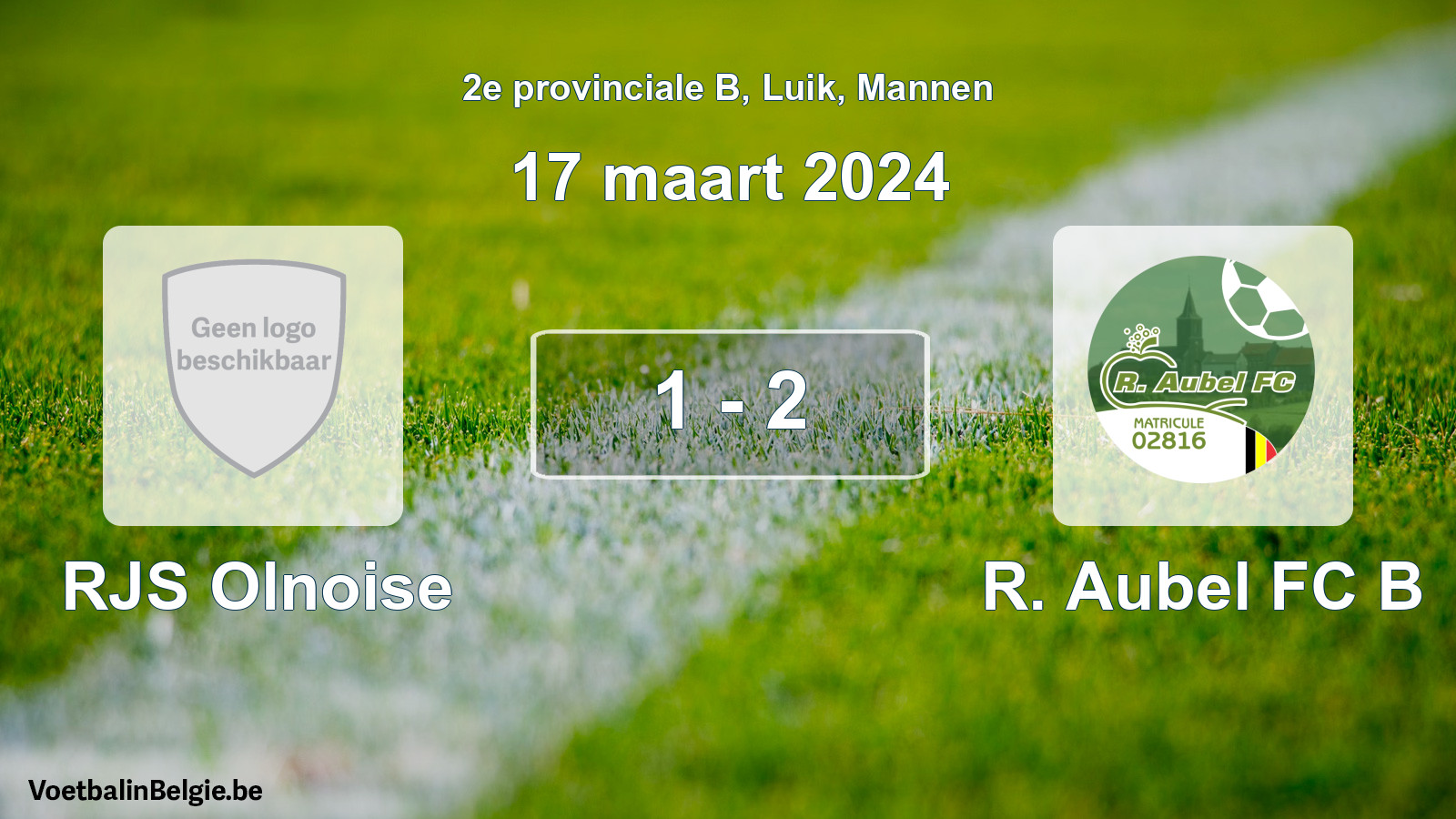 Gespeelde wedstrijd mannenvoetbal: RJS Olnoise - R. Aubel FC B 1 - 2 (17 maart 2024)
