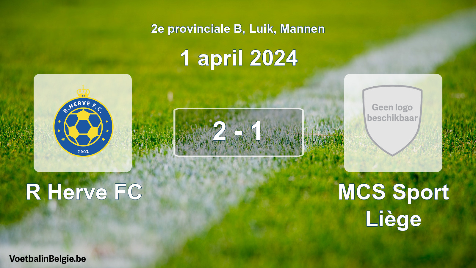 Gespeelde wedstrijd mannenvoetbal: R Herve FC - MCS Sport Liège 2 - 1 (1 april 2024)