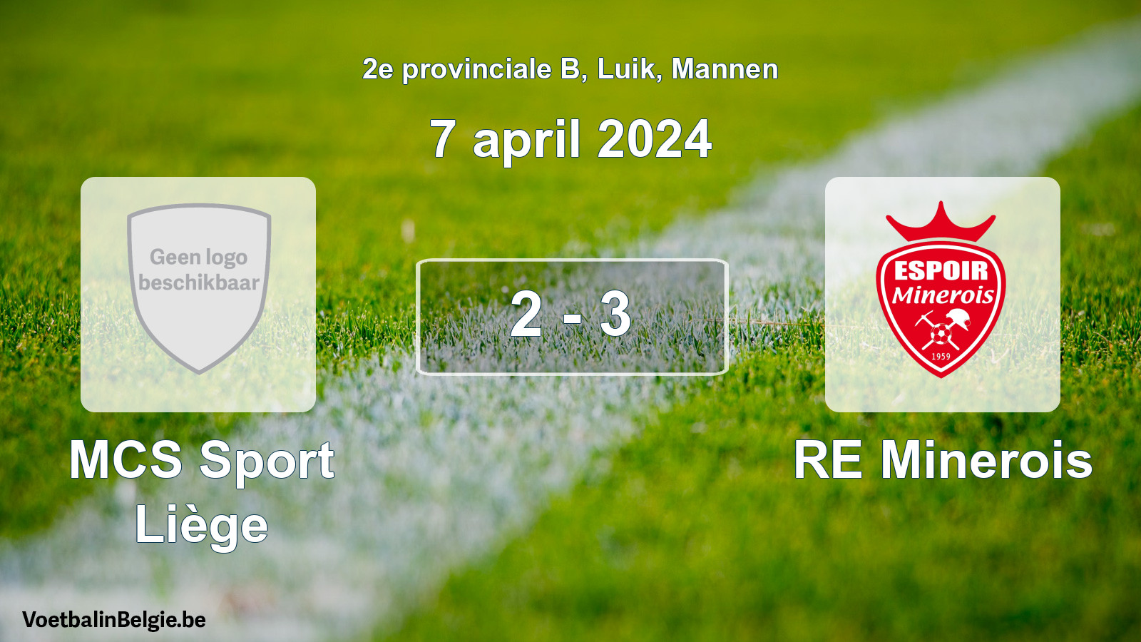 Gespeelde wedstrijd mannenvoetbal: MCS Sport Liège - RE Minerois 2 - 3 (7 april 2024)
