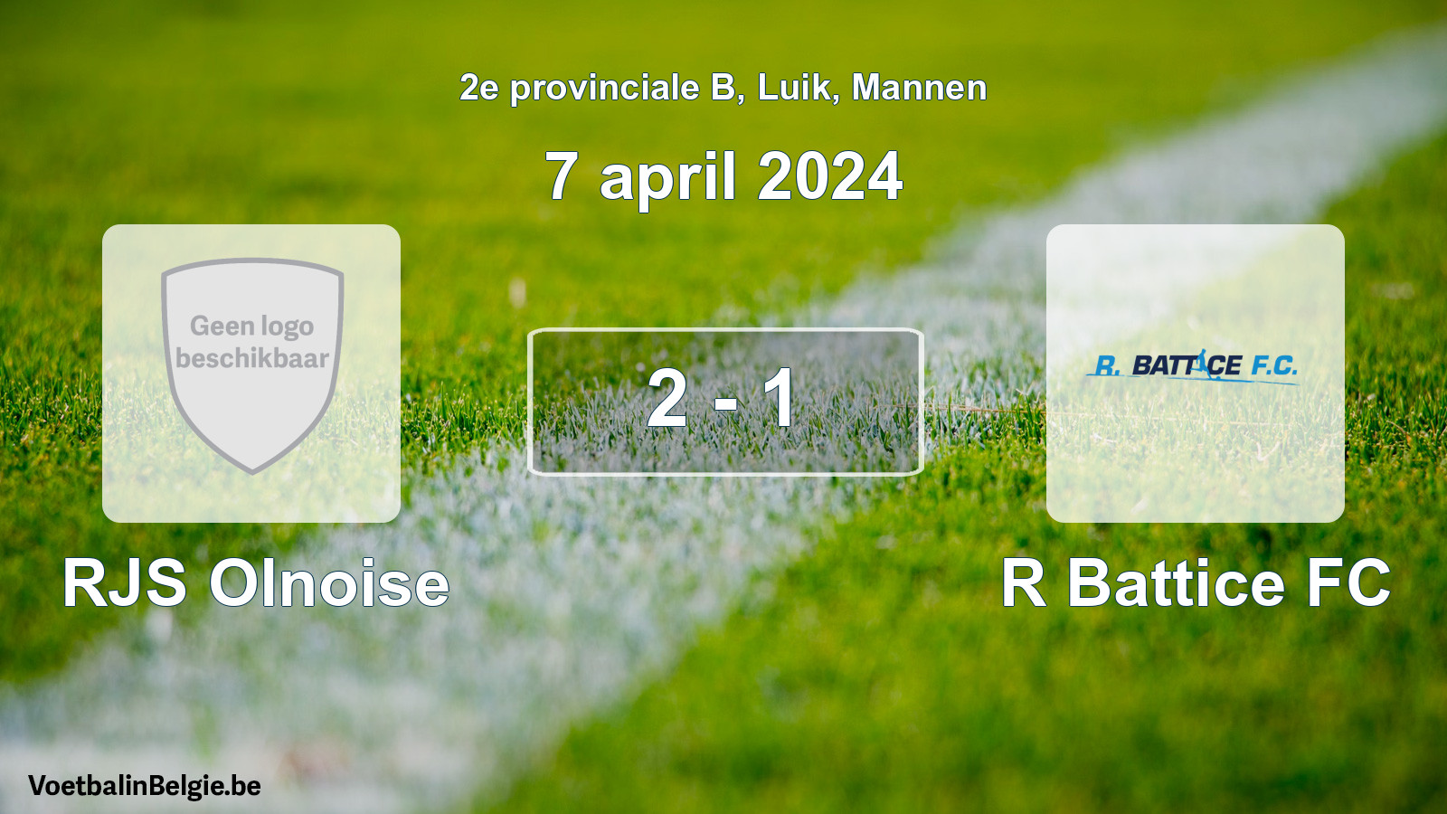 Gespeelde wedstrijd mannenvoetbal: RJS Olnoise - R Battice FC 2 - 1 (7 april 2024)