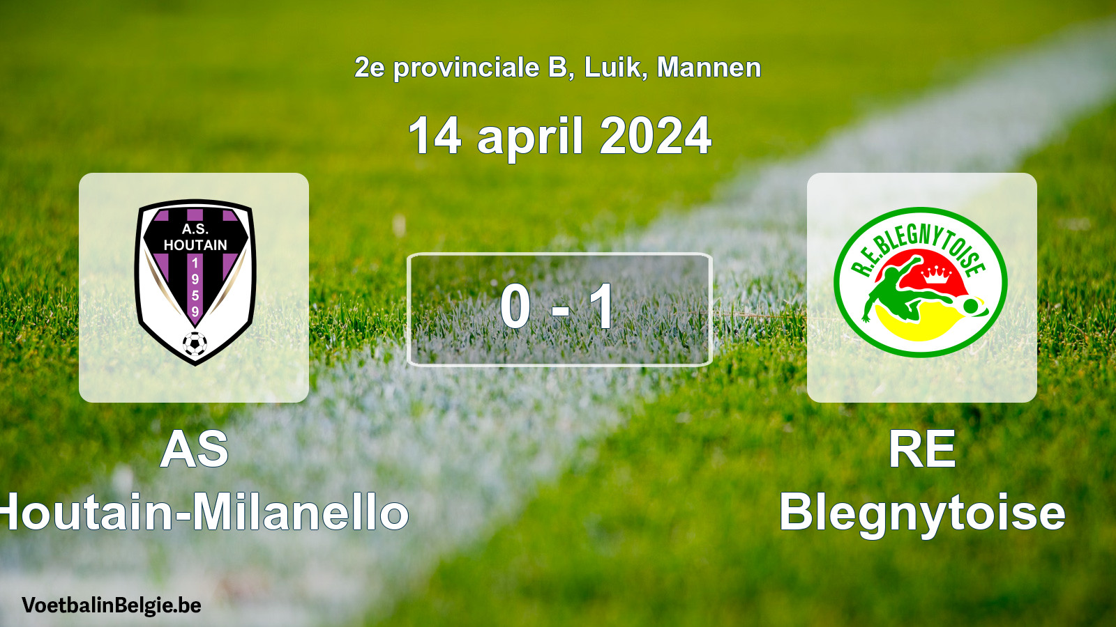 Gespeelde wedstrijd mannenvoetbal: AS Houtain-Milanello - RE Blegnytoise 0 - 1 (14 april 2024)