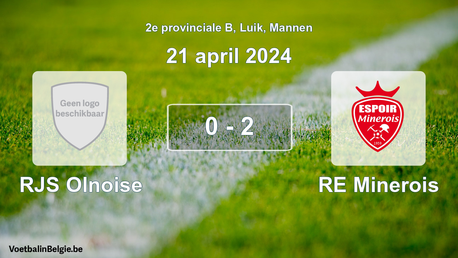 Gespeelde wedstrijd mannenvoetbal: RJS Olnoise - RE Minerois 0 - 2 (21 april 2024)