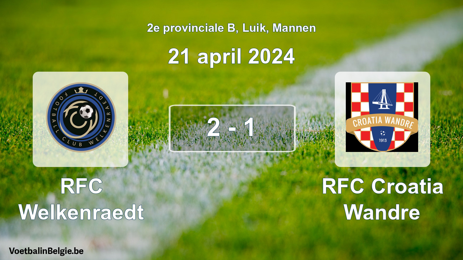 Gespeelde wedstrijd mannenvoetbal: RFC Welkenraedt - RFC Croatia Wandre 2 - 1 (21 april 2024)