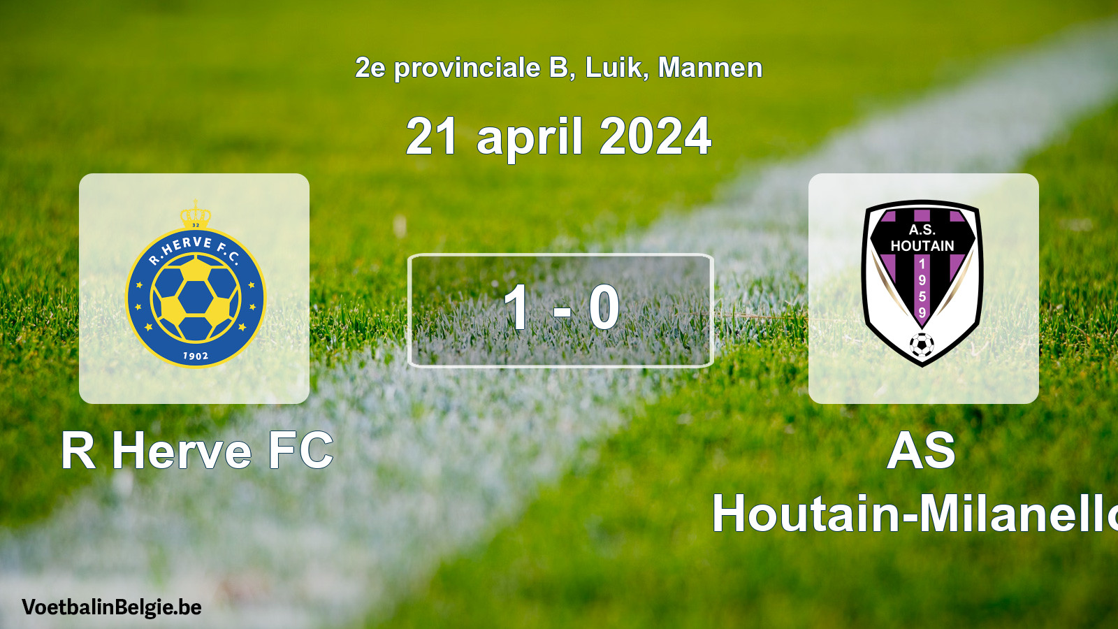 Gespeelde wedstrijd mannenvoetbal: R Herve FC - AS Houtain-Milanello 1 - 0 (21 april 2024)