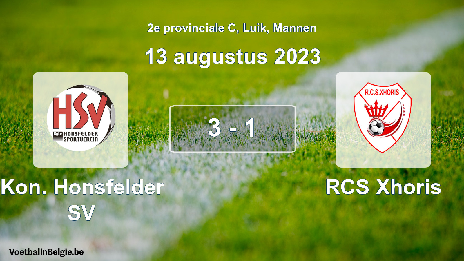 Gespeelde wedstrijd mannenvoetbal: Kon. Honsfelder SV - RCS Xhoris 3 - 1 (13 augustus 2023)