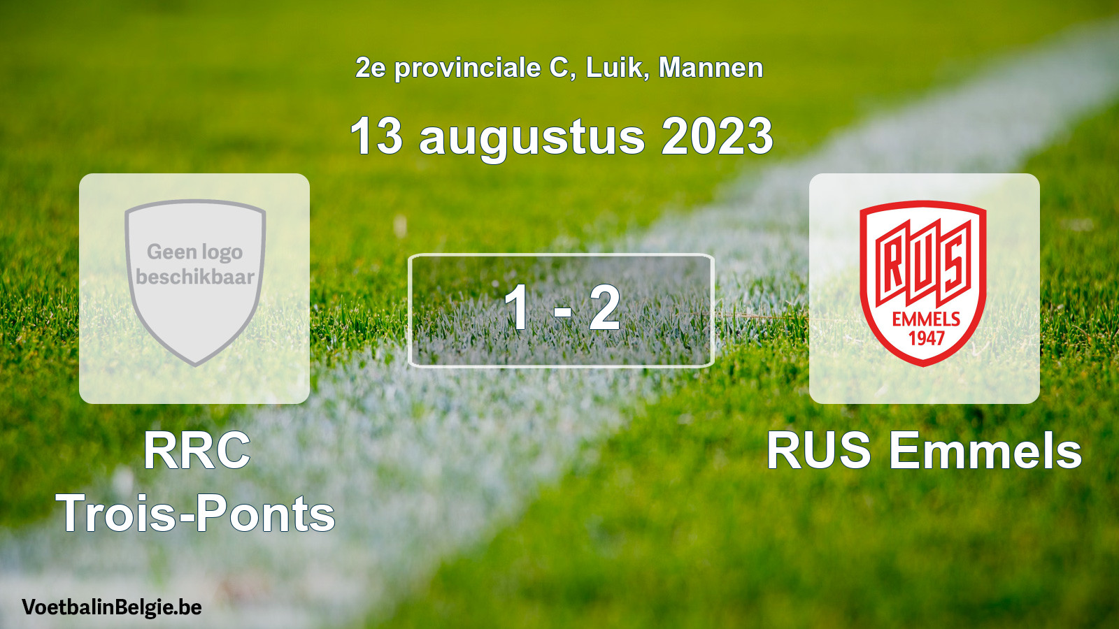 Gespeelde wedstrijd mannenvoetbal: RRC Trois-Ponts - RUS Emmels 1 - 2 (13 augustus 2023)
