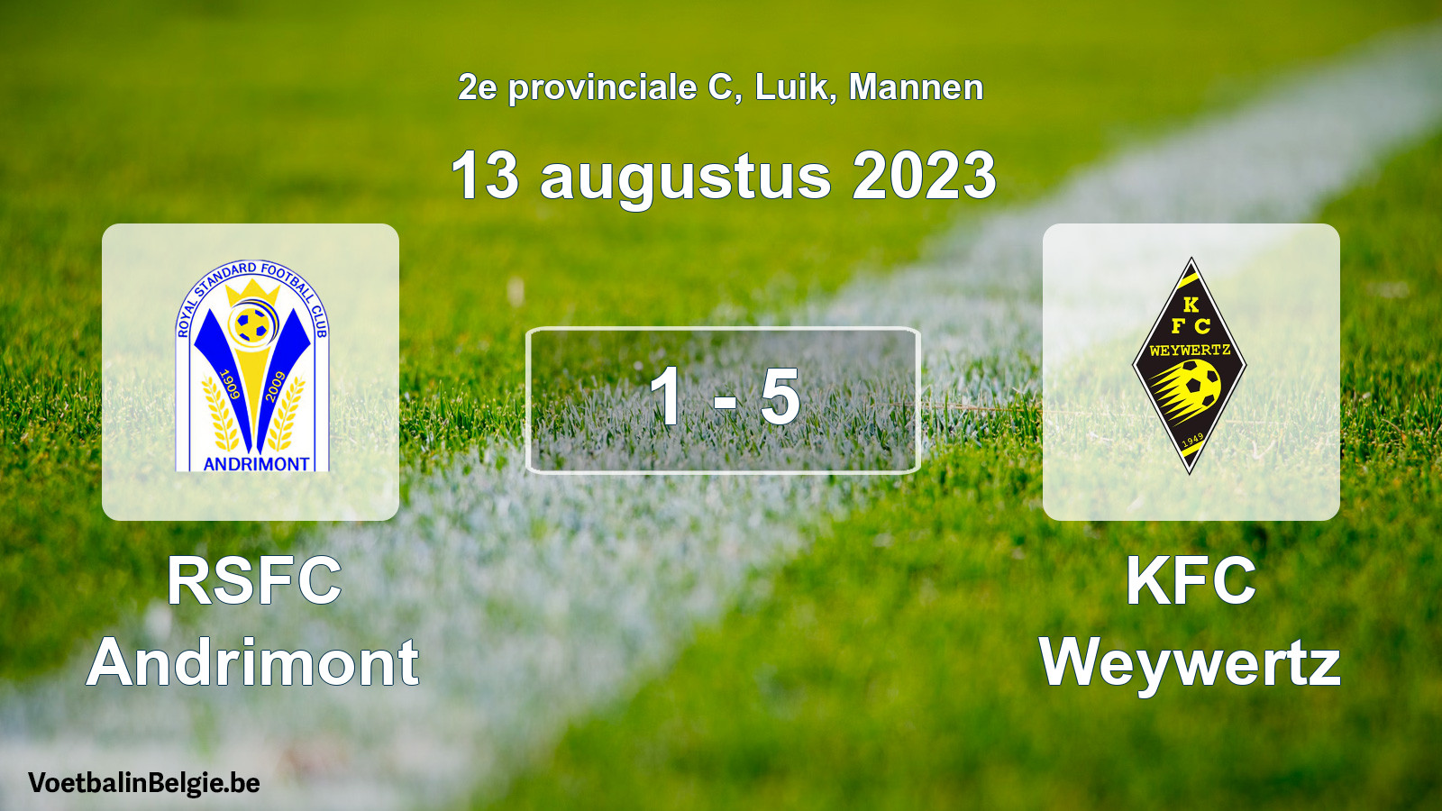 Gespeelde wedstrijd mannenvoetbal: RSFC Andrimont - KFC Weywertz 1 - 5 (13 augustus 2023)
