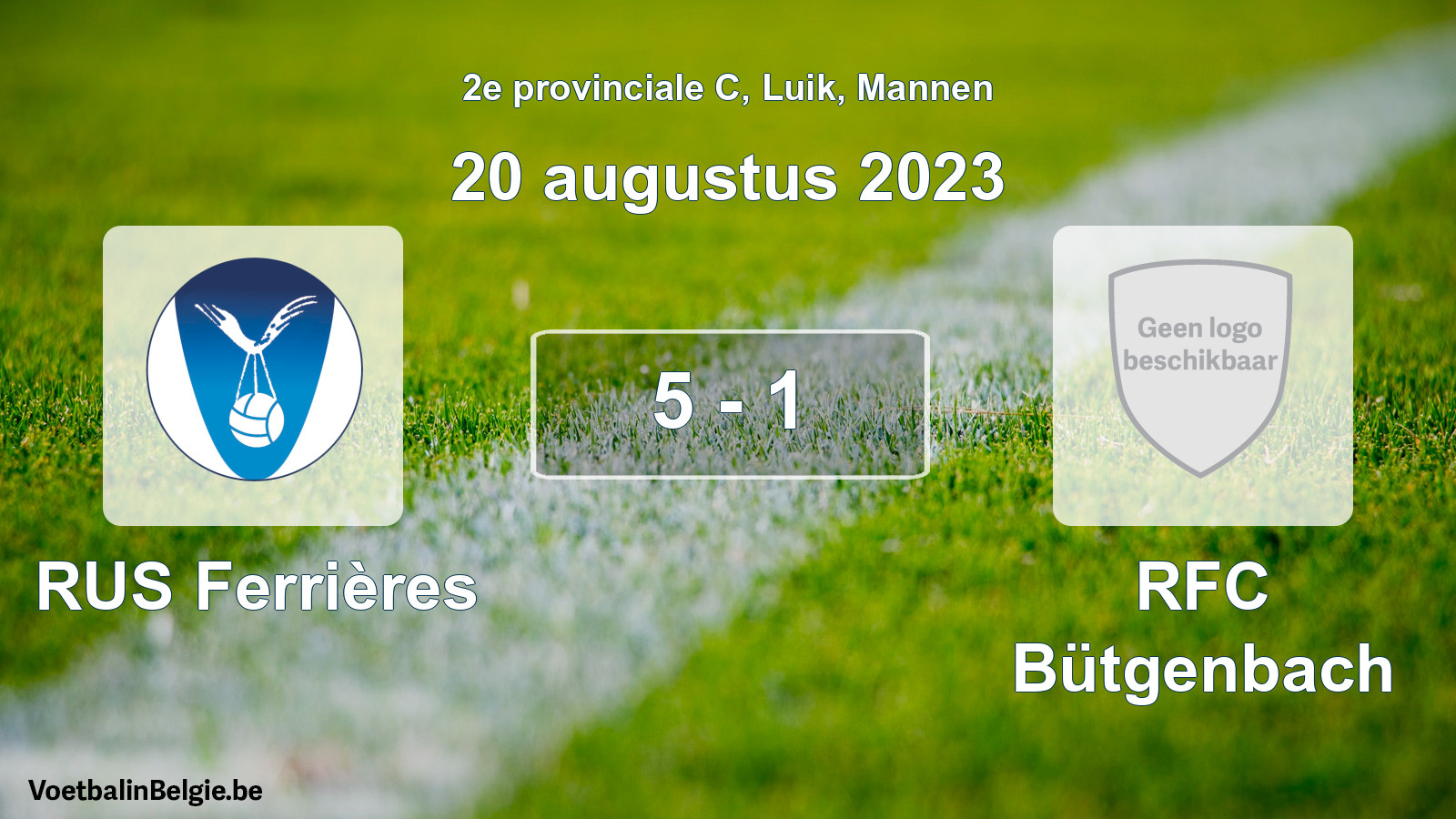 Gespeelde wedstrijd mannenvoetbal: RUS Ferrières - RFC Bütgenbach 5 - 1 (20 augustus 2023)