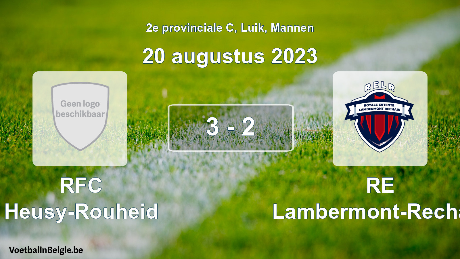 Gespeelde wedstrijd mannenvoetbal: RFC Heusy-Rouheid - RE Lambermont-Rechain 3 - 2 (20 augustus 2023)