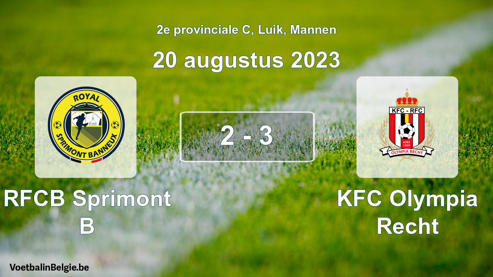 Gespeelde wedstrijd mannenvoetbal: RFCB Sprimont B - KFC Olympia Recht 2 - 3 (20 augustus 2023)