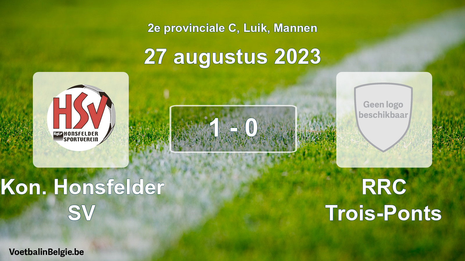 Gespeelde wedstrijd mannenvoetbal: Kon. Honsfelder SV - RRC Trois-Ponts 1 - 0 (27 augustus 2023)