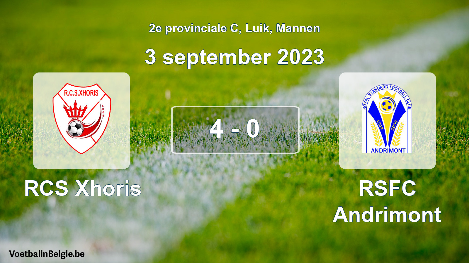 Gespeelde wedstrijd mannenvoetbal: RCS Xhoris - RSFC Andrimont 4 - 0 (3 september 2023)