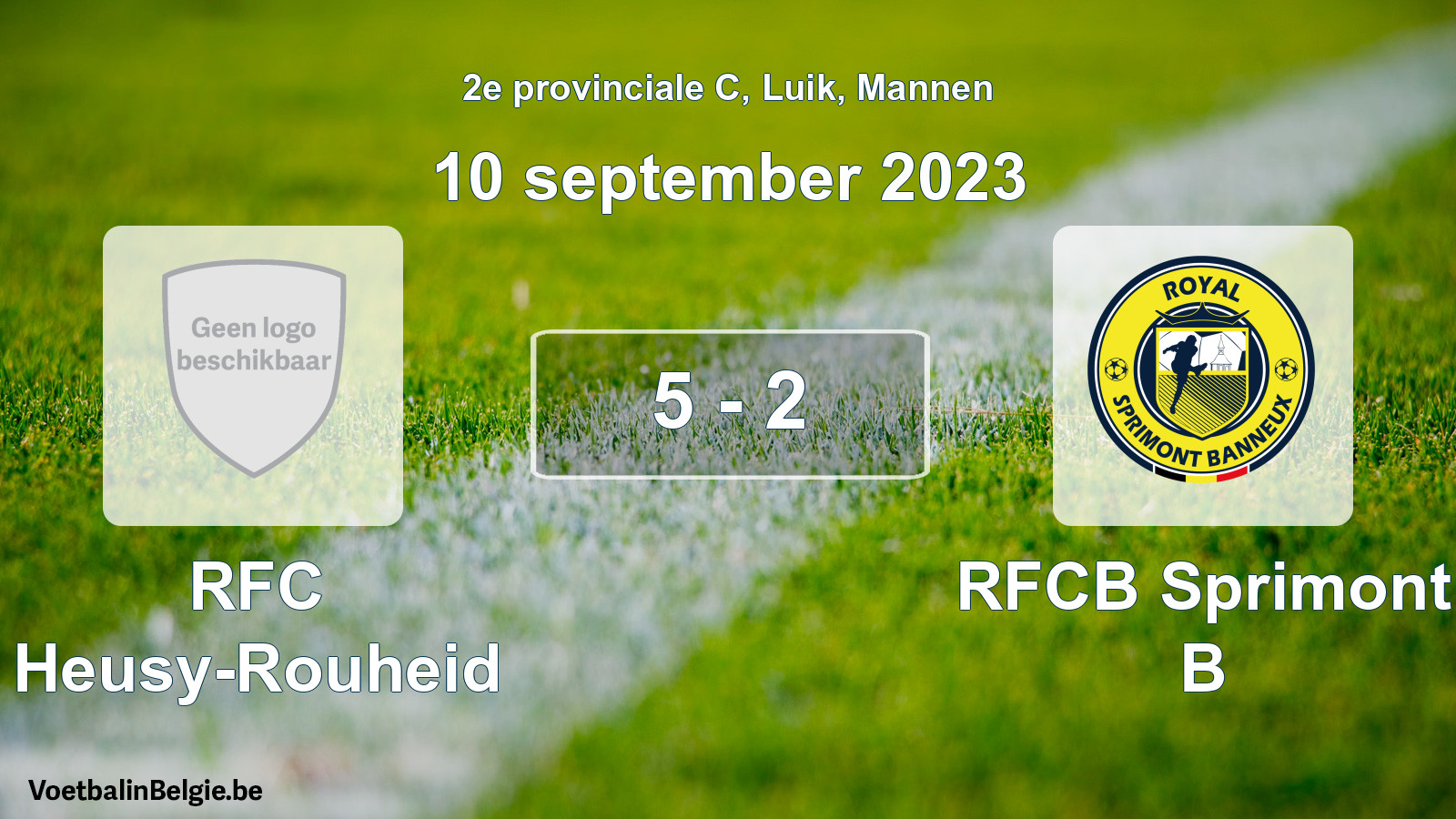 Gespeelde wedstrijd mannenvoetbal: RFC Heusy-Rouheid - RFCB Sprimont B 5 - 2 (10 september 2023)