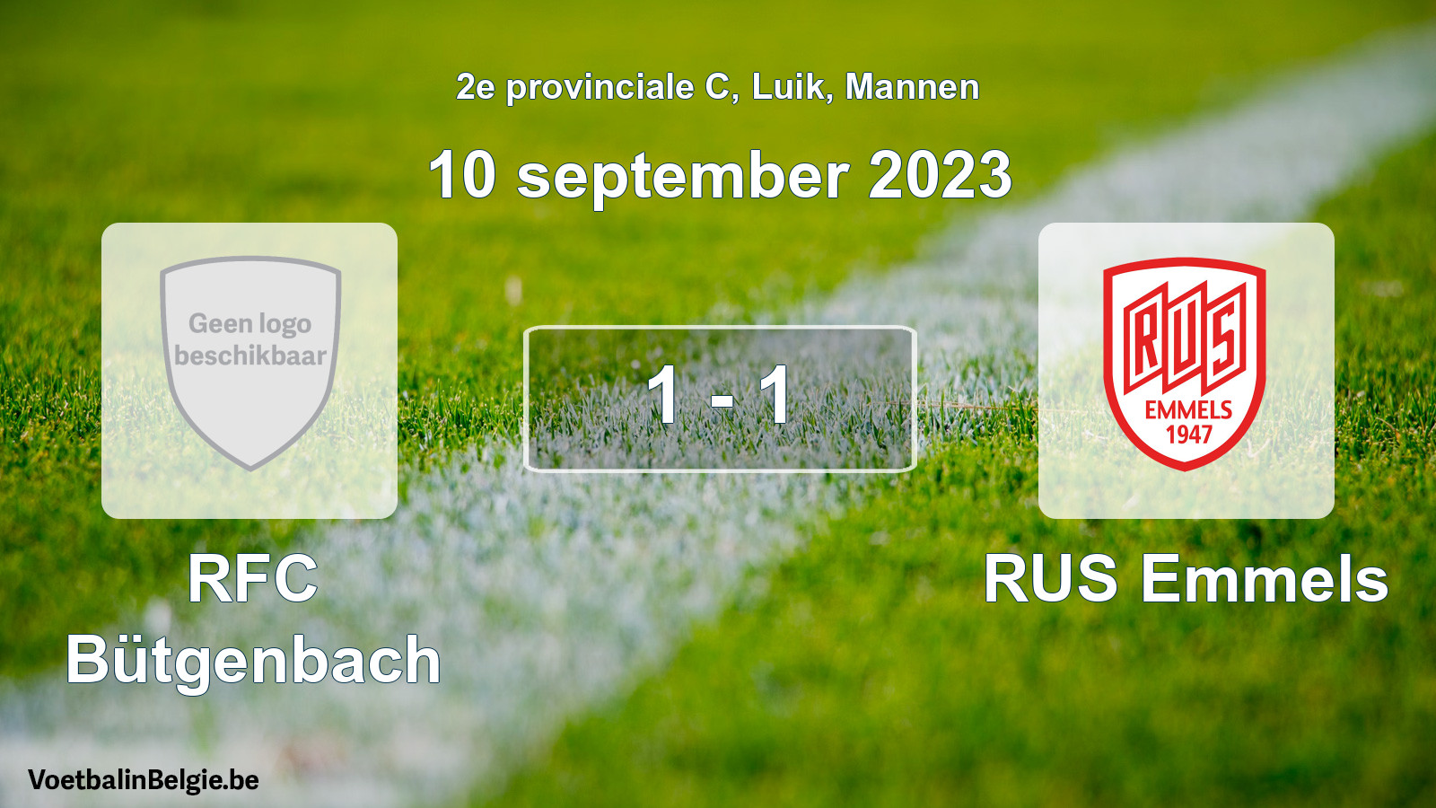 Gespeelde wedstrijd mannenvoetbal: RFC Bütgenbach - RUS Emmels 1 - 1 (10 september 2023)