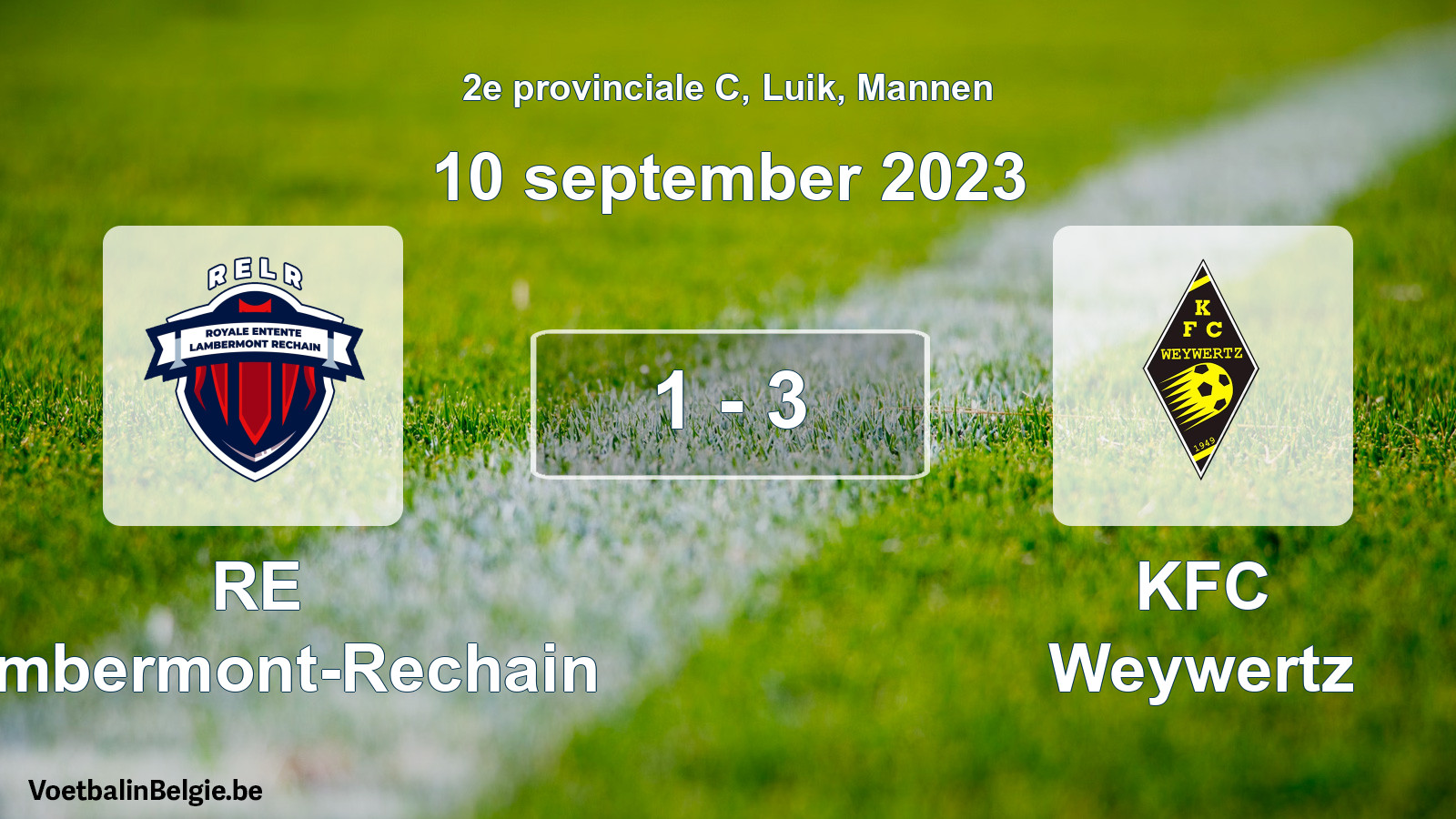 Gespeelde wedstrijd mannenvoetbal: RE Lambermont-Rechain - KFC Weywertz 1 - 3 (10 september 2023)