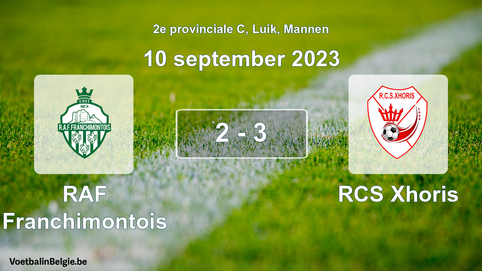 Gespeelde wedstrijd mannenvoetbal: RAF Franchimontois - RCS Xhoris 2 - 3 (10 september 2023)