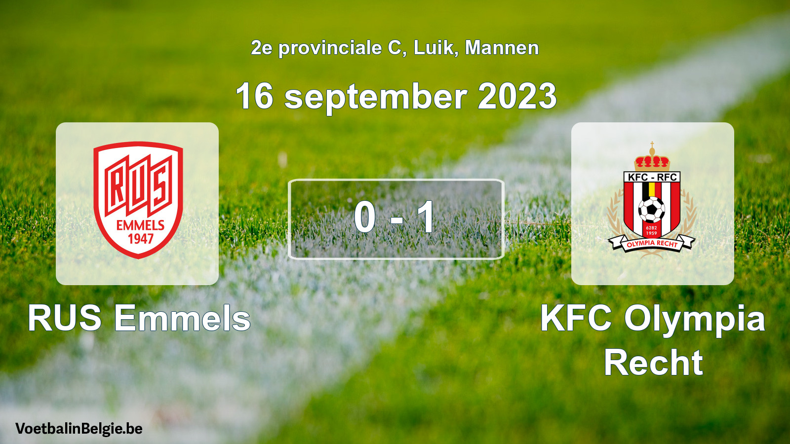 Gespeelde wedstrijd mannenvoetbal: RUS Emmels - KFC Olympia Recht 0 - 1 (16 september 2023)