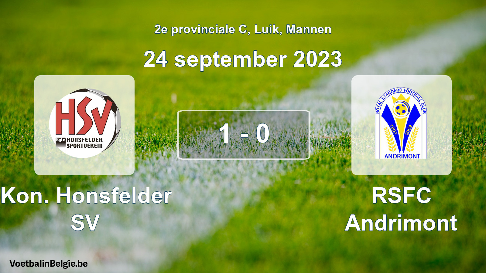 Gespeelde wedstrijd mannenvoetbal: Kon. Honsfelder SV - RSFC Andrimont 1 - 0 (24 september 2023)