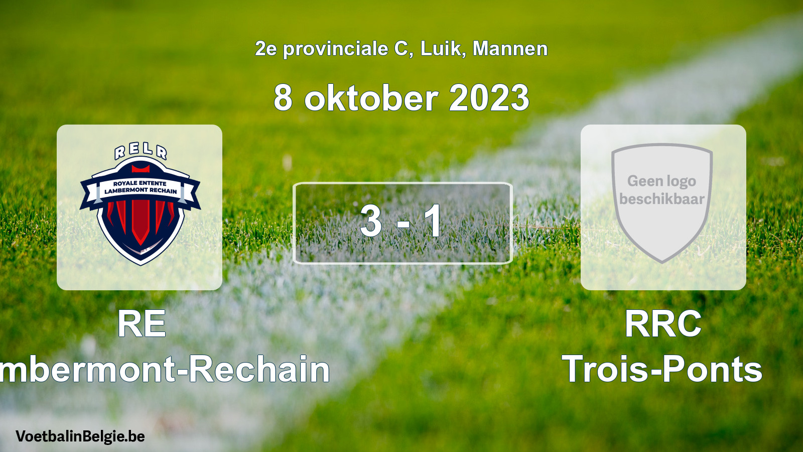 Gespeelde wedstrijd mannenvoetbal: RE Lambermont-Rechain - RRC Trois-Ponts 3 - 1 (8 oktober 2023)