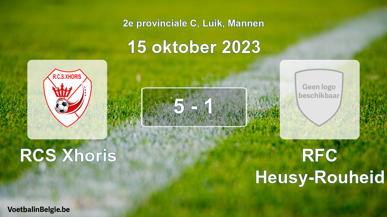 Gespeelde wedstrijd mannenvoetbal: RCS Xhoris - RFC Heusy-Rouheid 5 - 1 (15 oktober 2023)