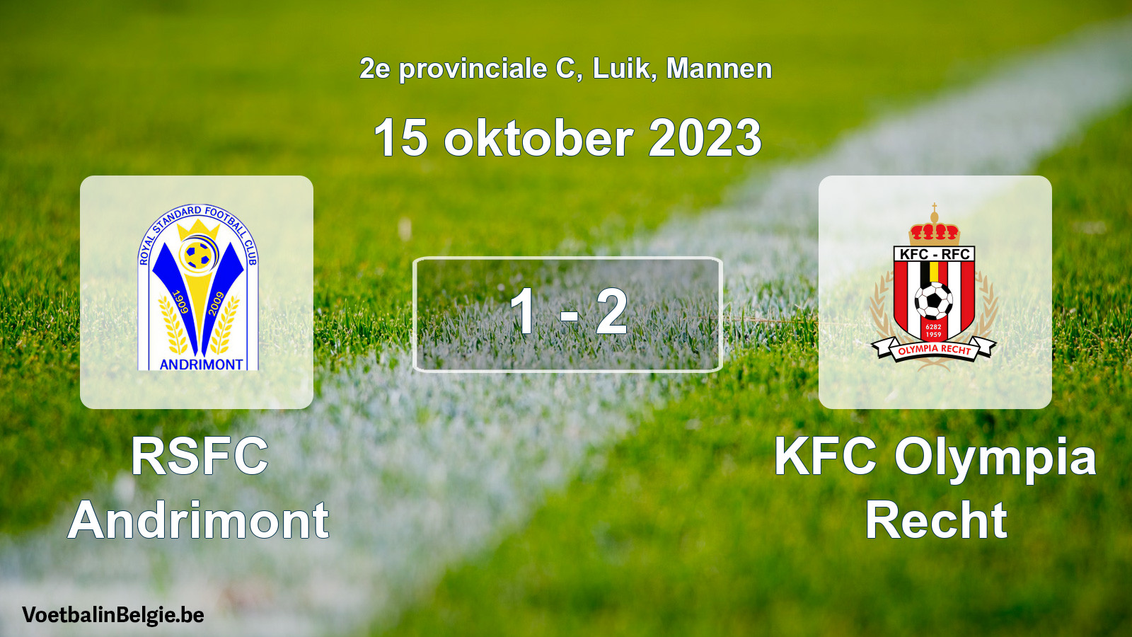 Gespeelde wedstrijd mannenvoetbal: RSFC Andrimont - KFC Olympia Recht 1 - 2 (15 oktober 2023)