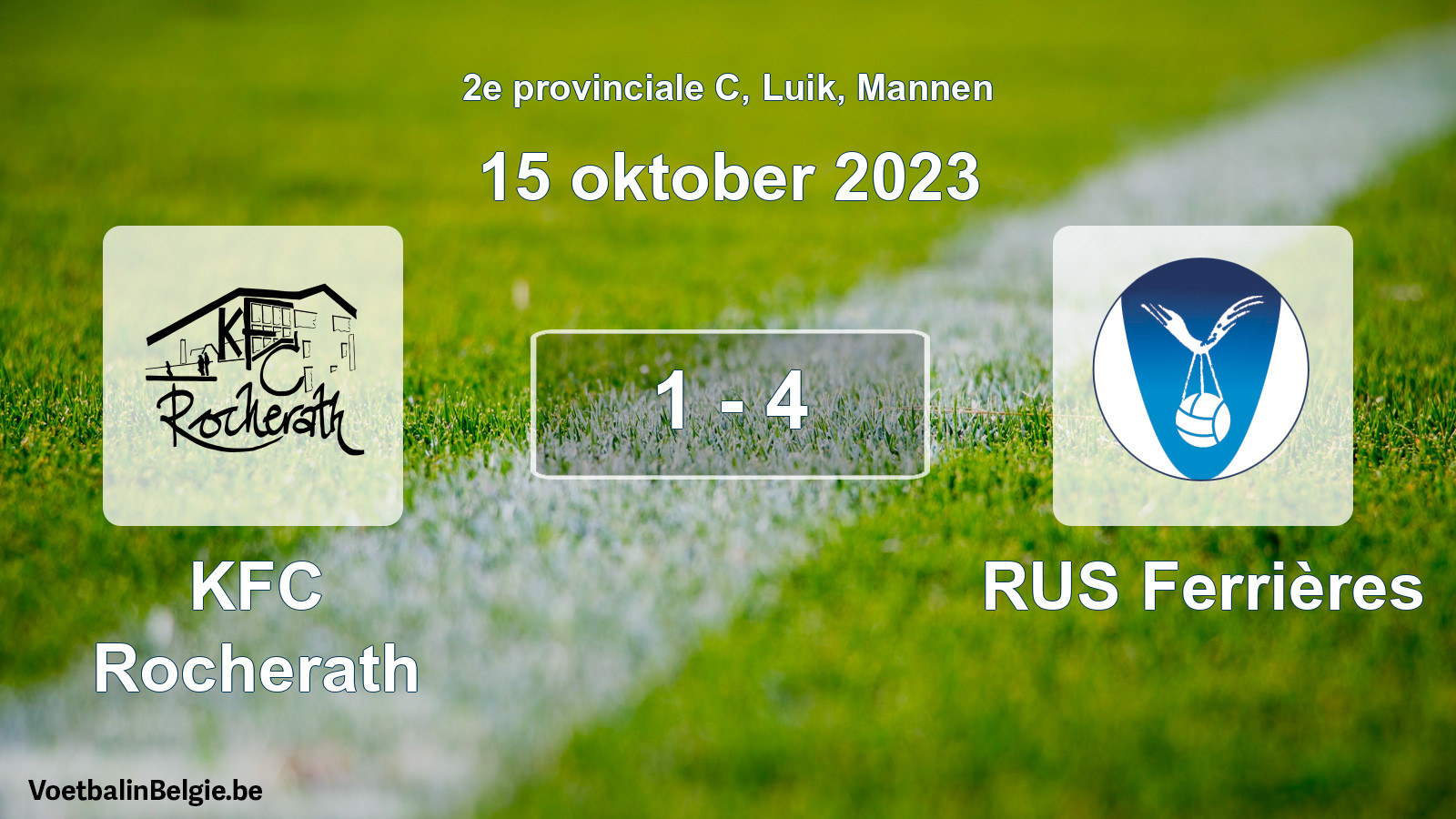 Gespeelde wedstrijd mannenvoetbal: KFC Rocherath - RUS Ferrières 1 - 4 (15 oktober 2023)