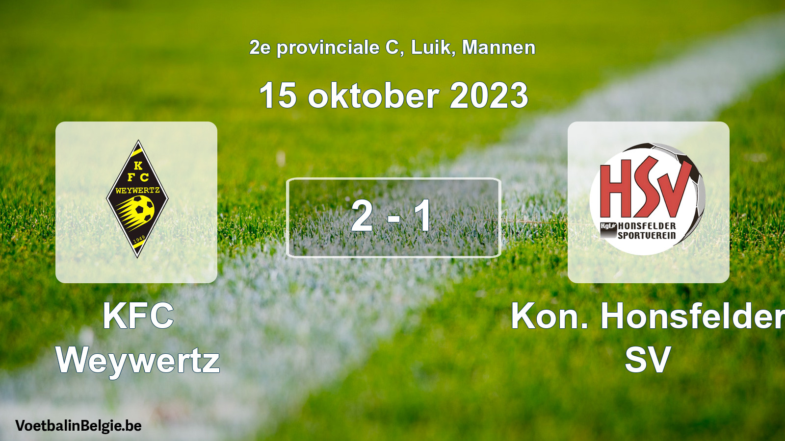 Gespeelde wedstrijd mannenvoetbal: KFC Weywertz - Kon. Honsfelder SV 2 - 1 (15 oktober 2023)