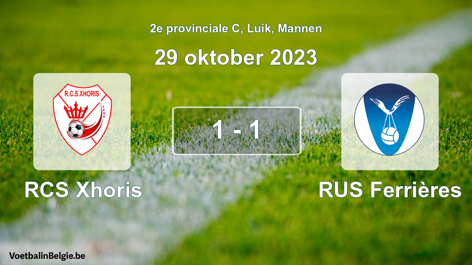 Gespeelde wedstrijd mannenvoetbal: RCS Xhoris - RUS Ferrières 1 - 1 (29 oktober 2023)