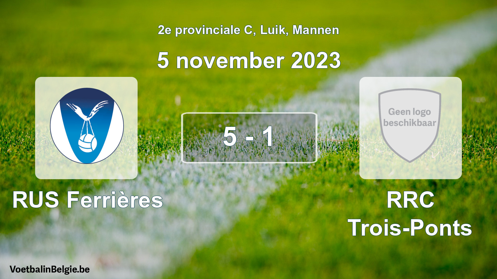 Gespeelde wedstrijd mannenvoetbal: RUS Ferrières - RRC Trois-Ponts 5 - 1 (5 november 2023)