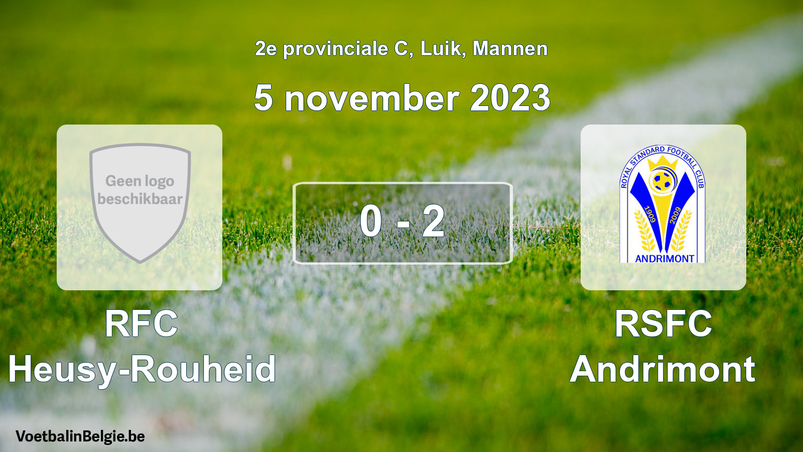 Gespeelde wedstrijd mannenvoetbal: RFC Heusy-Rouheid - RSFC Andrimont 0 - 2 (5 november 2023)