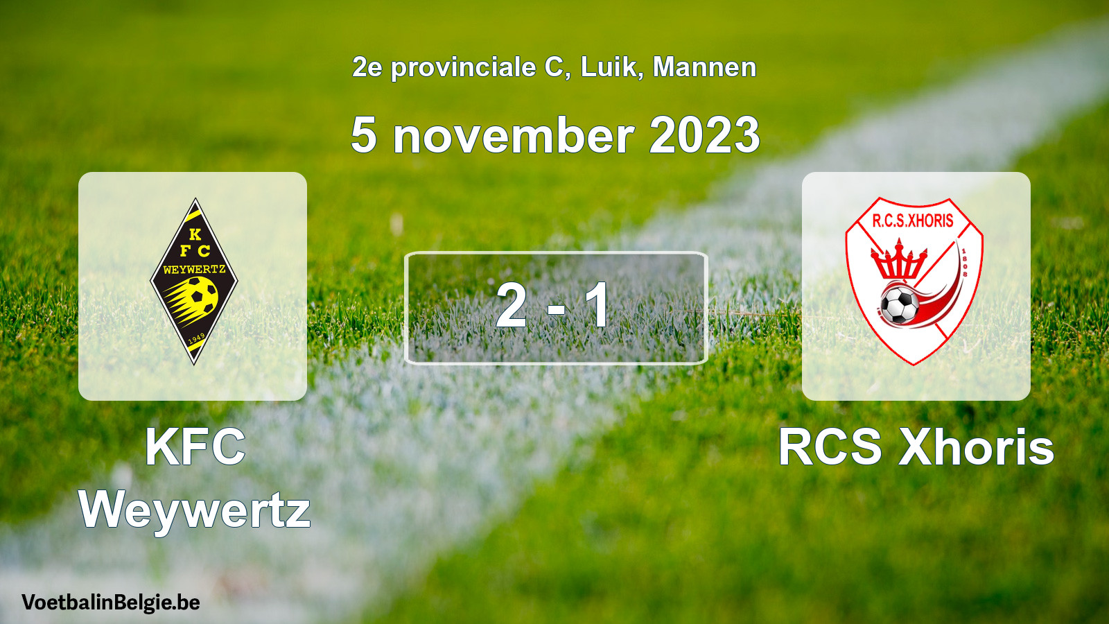 Gespeelde wedstrijd mannenvoetbal: KFC Weywertz - RCS Xhoris 2 - 1 (5 november 2023)