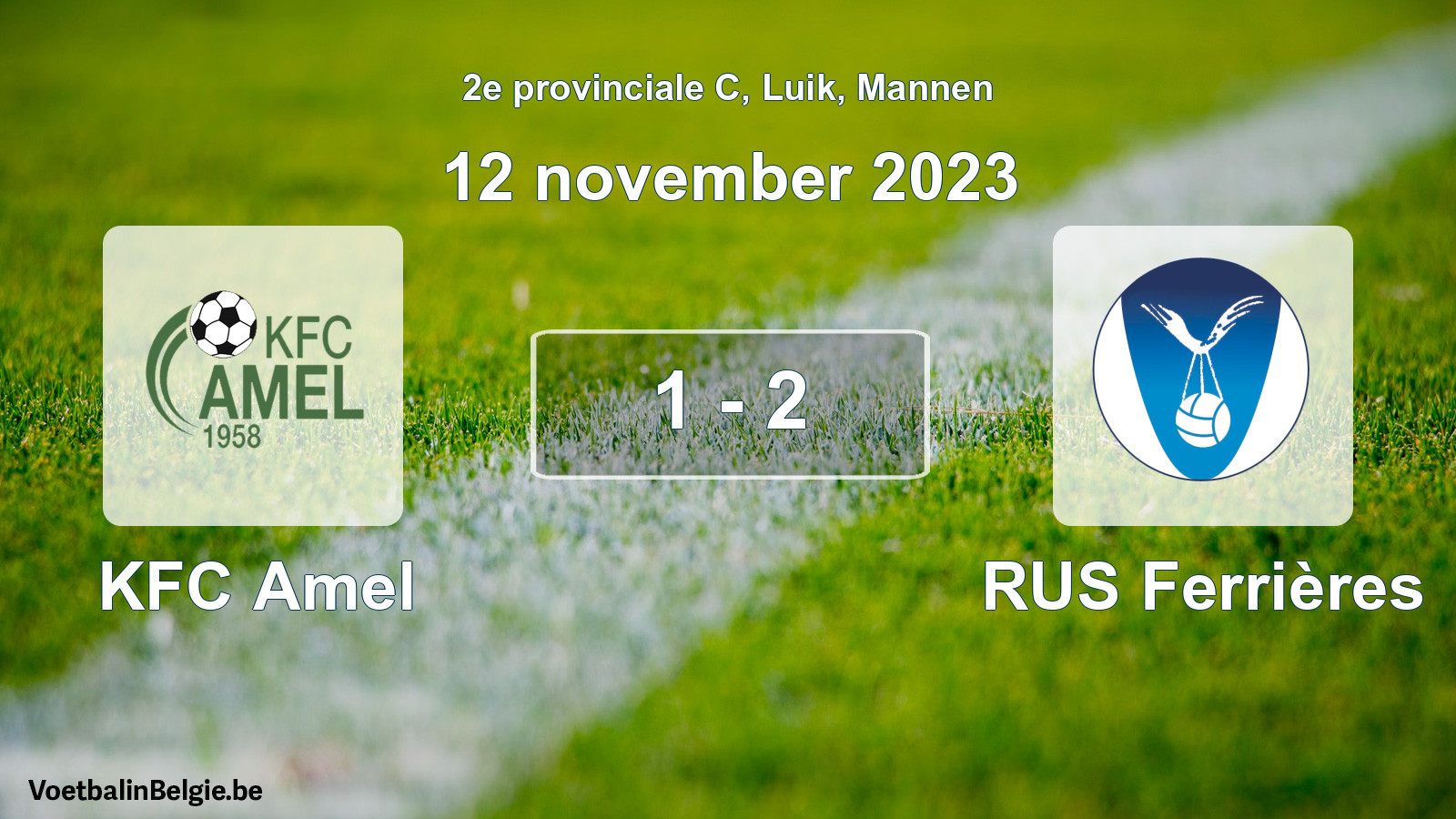Gespeelde wedstrijd mannenvoetbal: KFC Amel - RUS Ferrières 1 - 2 (12 november 2023)