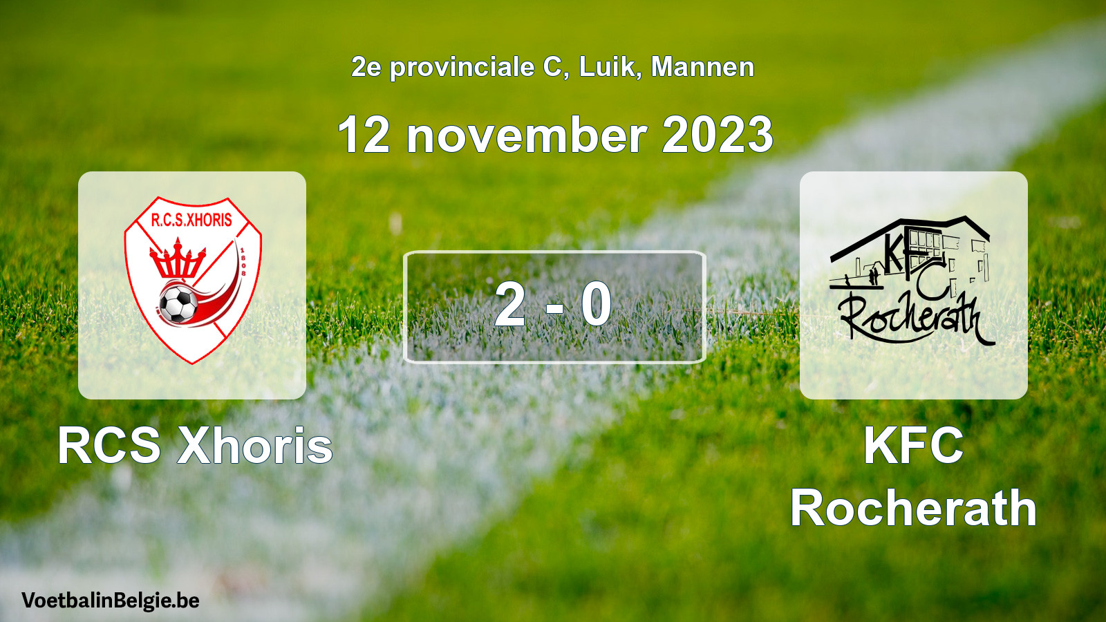 Gespeelde wedstrijd mannenvoetbal: RCS Xhoris - KFC Rocherath 2 - 0 (12 november 2023)