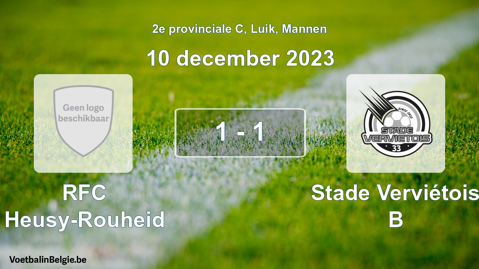 Gespeelde wedstrijd mannenvoetbal: RFC Heusy-Rouheid - Stade Verviétois B 1 - 1 (10 december 2023)