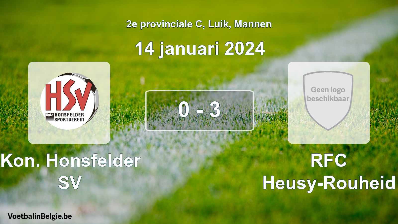 Gespeelde wedstrijd mannenvoetbal: Kon. Honsfelder SV - RFC Heusy-Rouheid 0 - 3 (14 januari 2024)