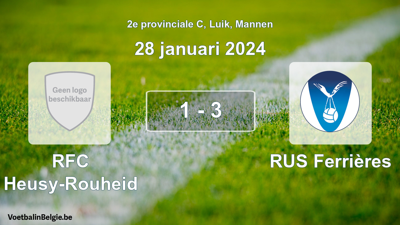 Gespeelde wedstrijd mannenvoetbal: RFC Heusy-Rouheid - RUS Ferrières 1 - 3 (28 januari 2024)