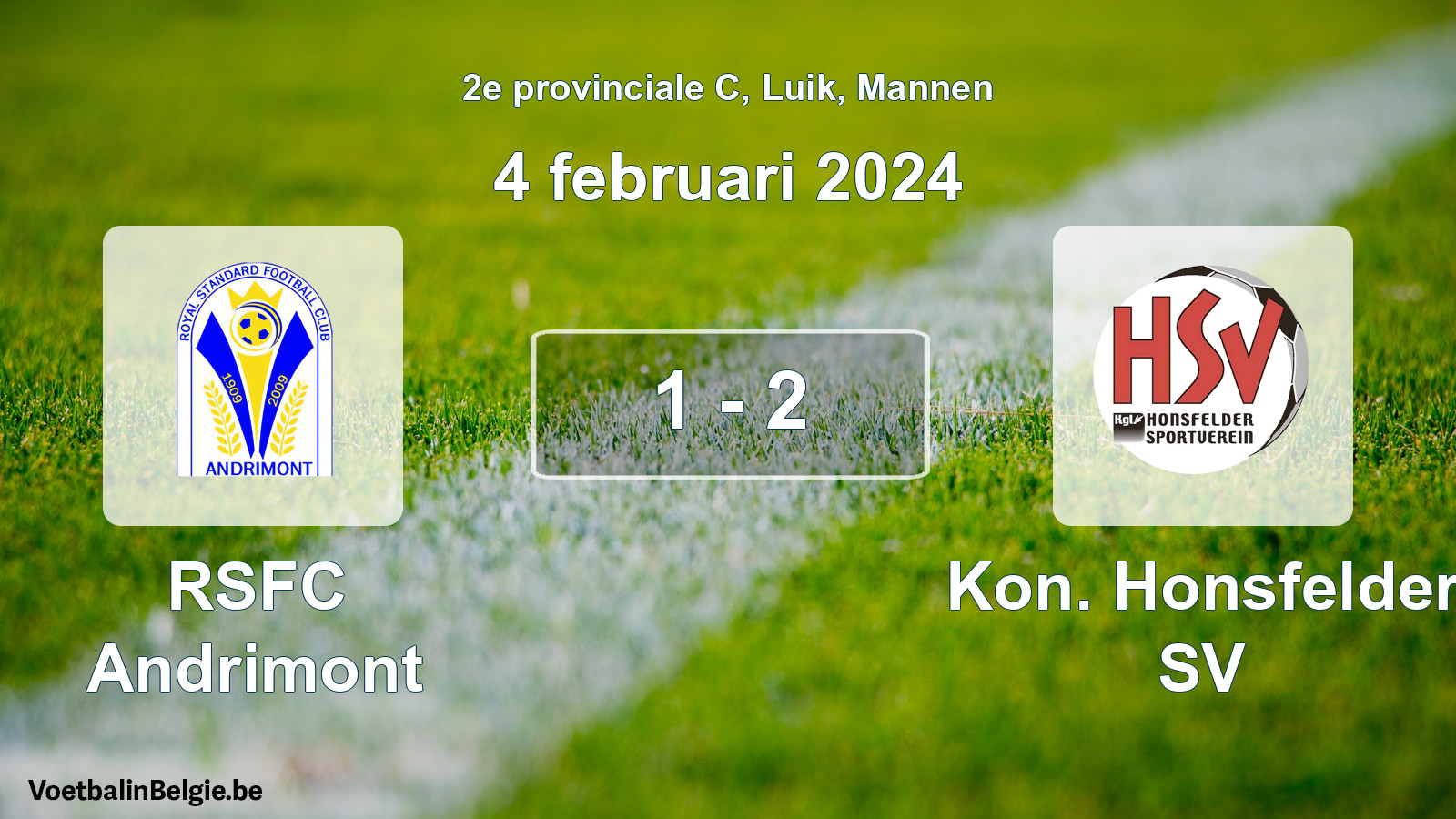 Gespeelde wedstrijd mannenvoetbal: RSFC Andrimont - Kon. Honsfelder SV 1 - 2 (4 februari 2024)