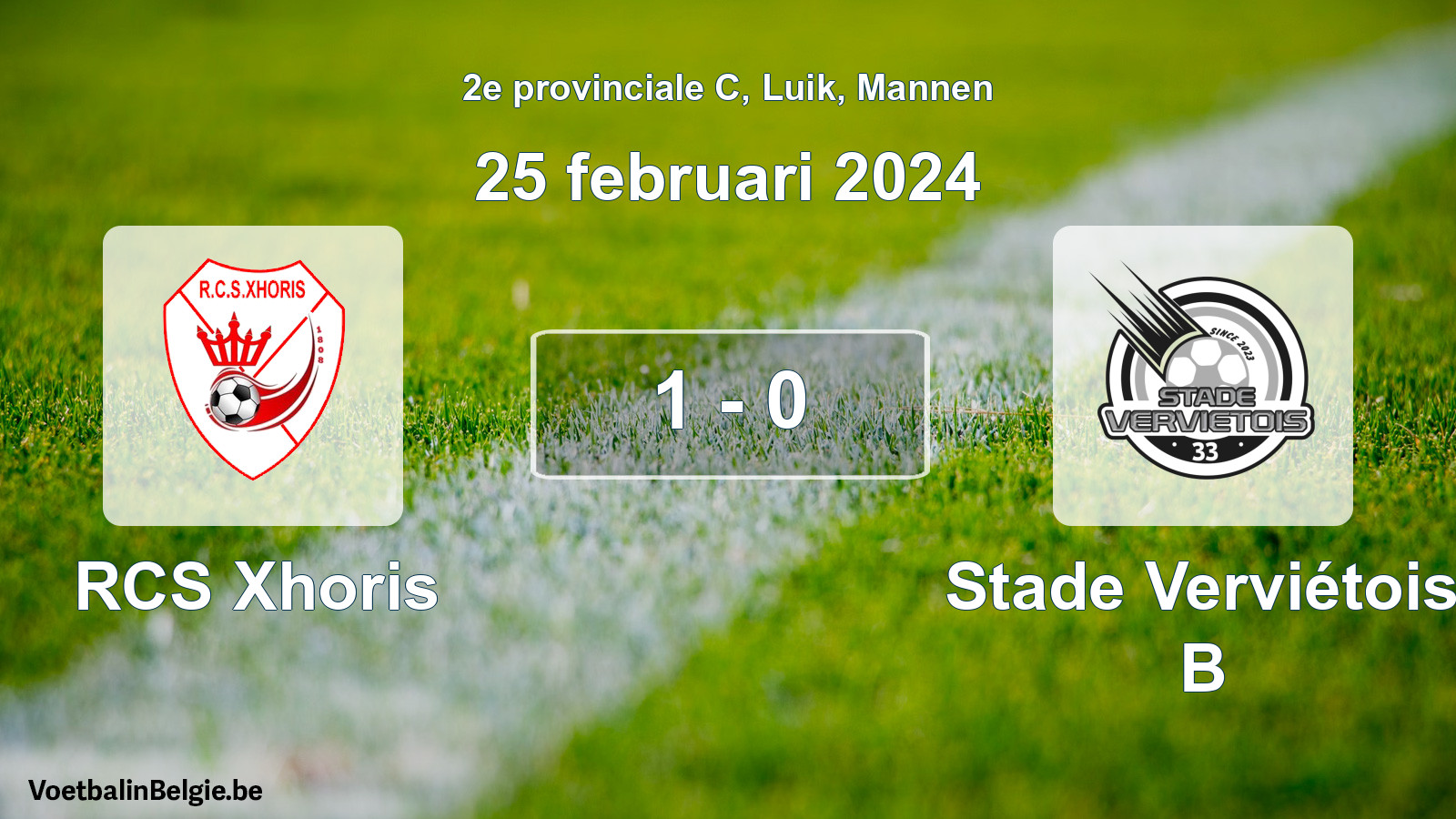 Gespeelde wedstrijd mannenvoetbal: RCS Xhoris - Stade Verviétois B 1 - 0 (25 februari 2024)