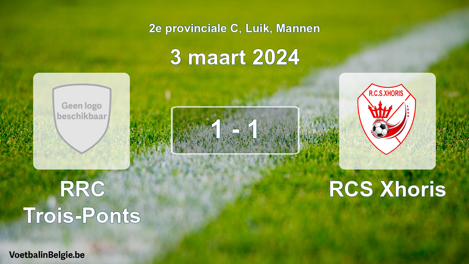 Gespeelde wedstrijd mannenvoetbal: RRC Trois-Ponts - RCS Xhoris 1 - 1 (3 maart 2024)
