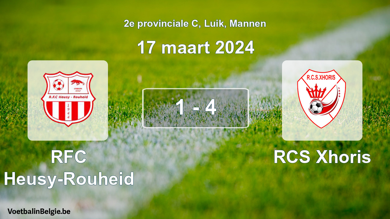 Played match men football: RFC Heusy-Rouheid - RCS Xhoris 1 - 4 (17 March 2024)