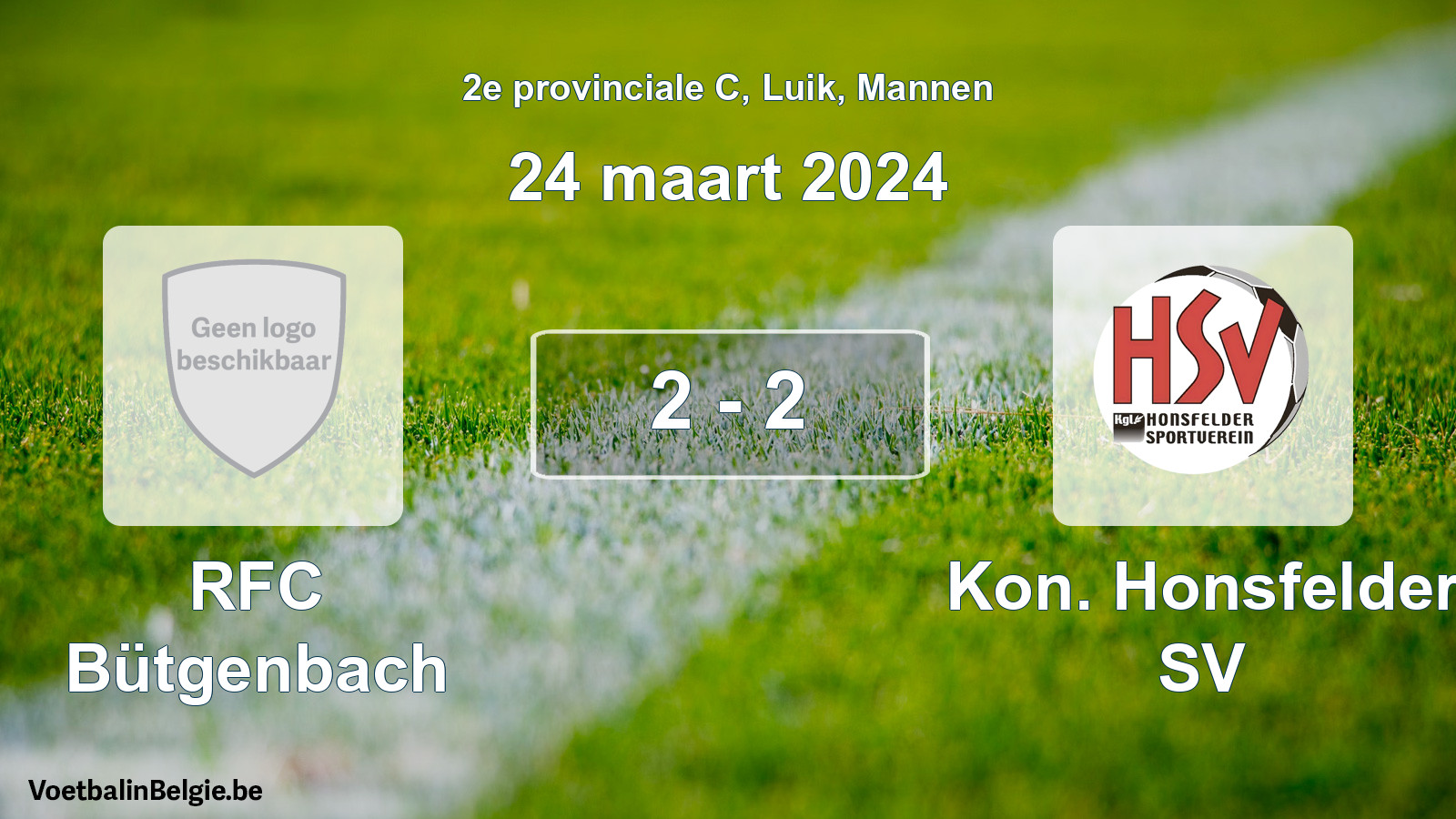 Gespeelde wedstrijd mannenvoetbal: RFC Bütgenbach - Kon. Honsfelder SV 2 - 2 (24 maart 2024)