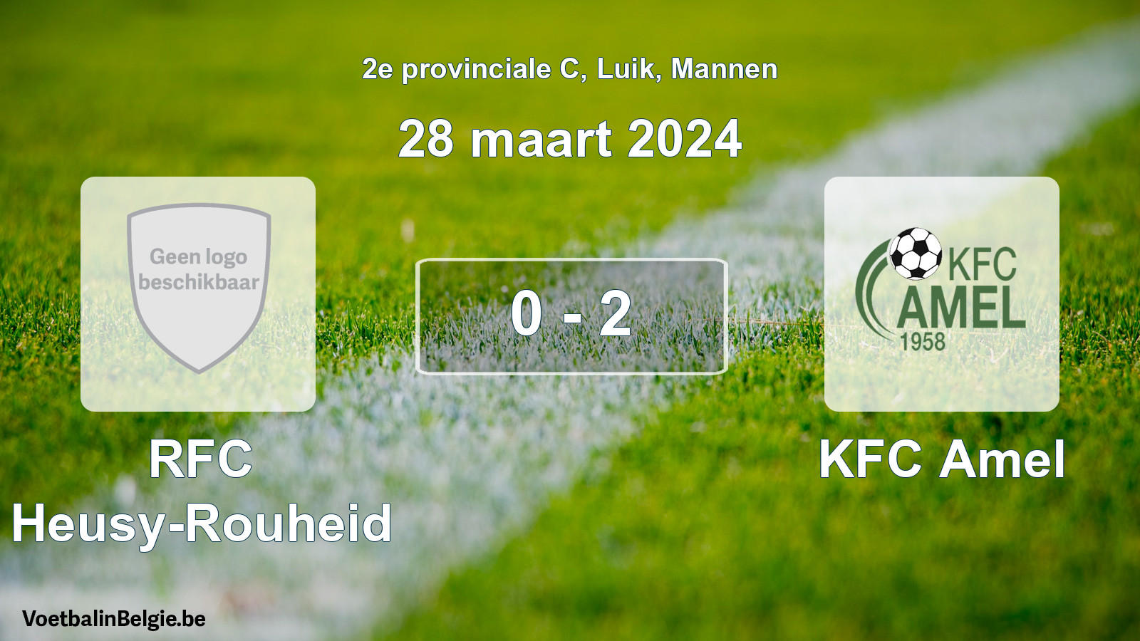 Gespeelde wedstrijd mannenvoetbal: RFC Heusy-Rouheid - KFC Amel 0 - 2 (28 maart 2024)