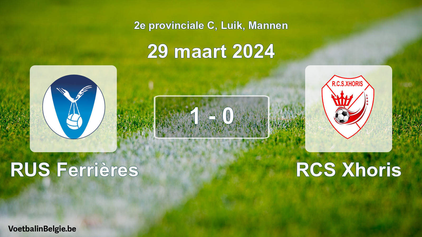 Gespeelde wedstrijd mannenvoetbal: RUS Ferrières - RCS Xhoris 1 - 0 (29 maart 2024)